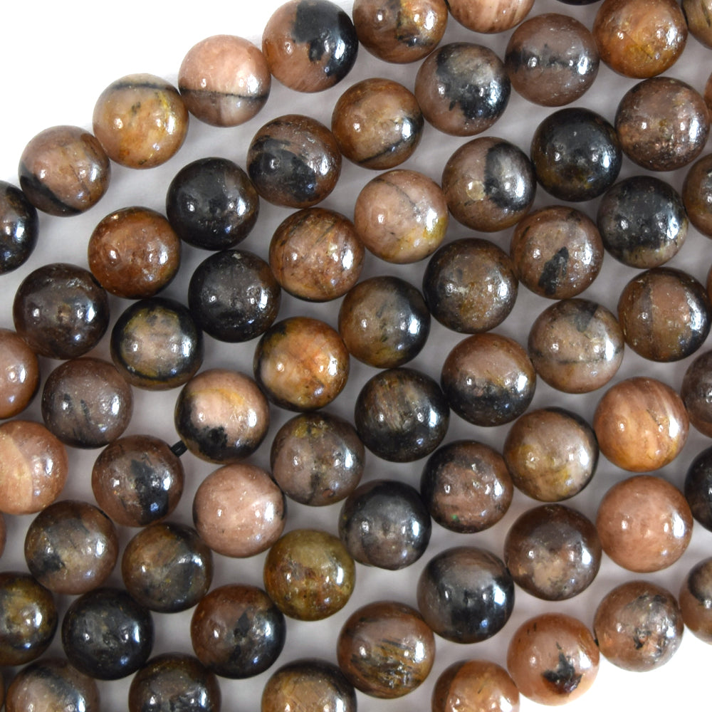 Natural Genuine Chiastolite Round Beads 15.5" Strand 4mm 6mm 8mm 10mm 12mm