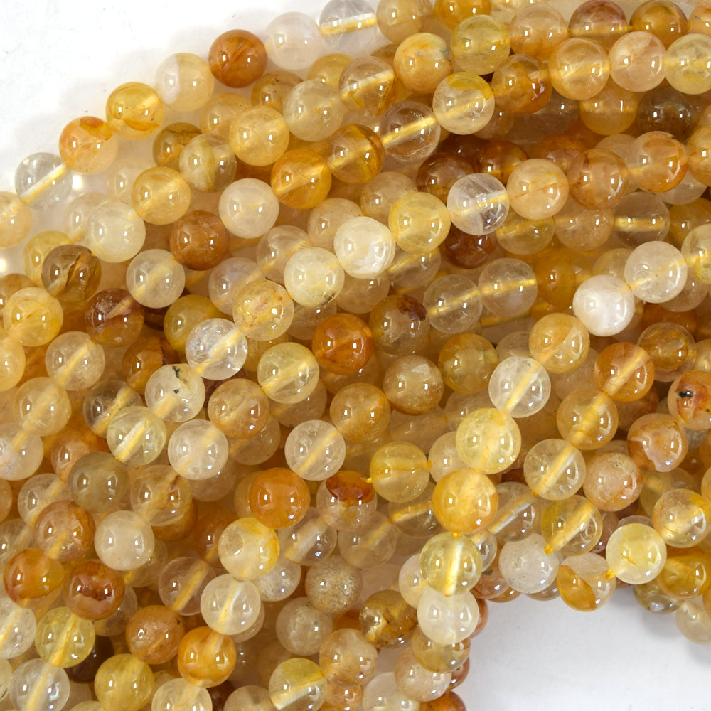 Natural Golden Healer Quartz Round Beads Gemstone 15.5" Strand 6mm 8mm 10mm