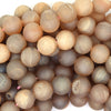 Matte Champagne Druzy Agate Round Beads 15.5