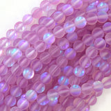 Matte Light Purple Mystic Aura Quartz Round Beads 15