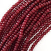 Faceted Ruby Red Jade Rondelle Button Beads 15