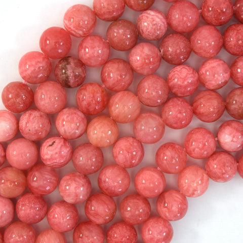 Natural Brown Pink Rhodochrosite Round Beads Gemstone 15" Strand 6mm 8mm 10mm