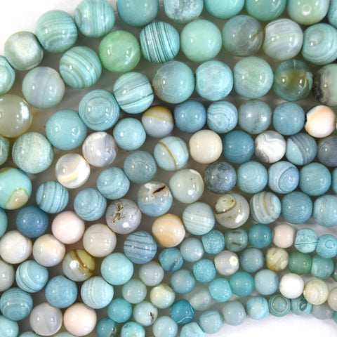 Natural Blue Lace Agate Round Beads Gemstone 15.5" Strand 4mm 6mm 8mm 10mm 12mm
