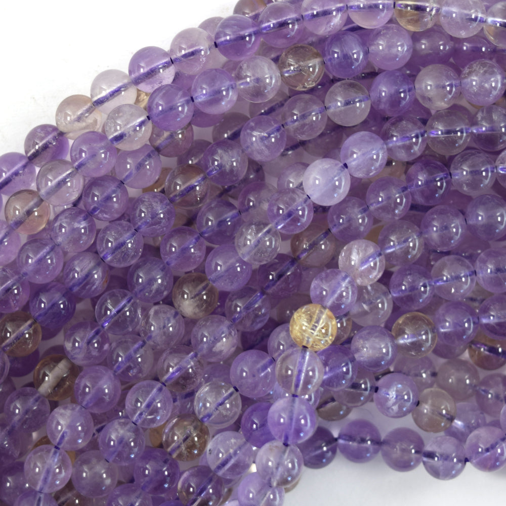 AA Natural Ametrine Round Beads Gemstone 15.5" Strand 6mm 8mm 10mm