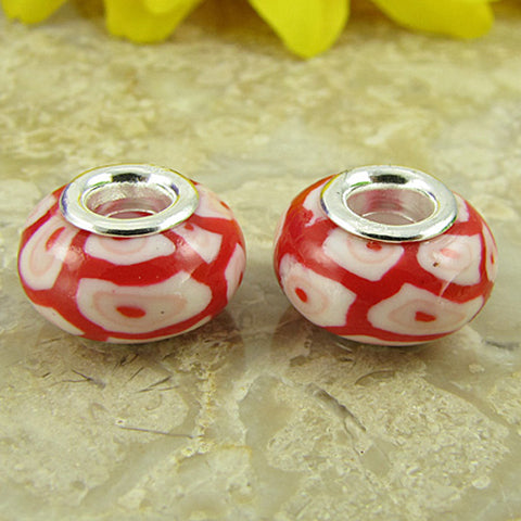 2 sterling silver lampwork glass beads fit S1