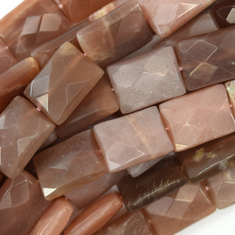 25mm faceted sunstone rectangle beads 15" strand