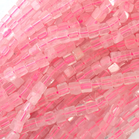 6mm - 8mm natural Madagascar pink rose quartz pebble nugget beads 15.5" strand