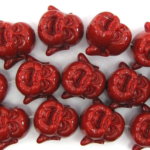 12mm synthetic red coral carved chrysanthemum flower pendant bead 10pcs