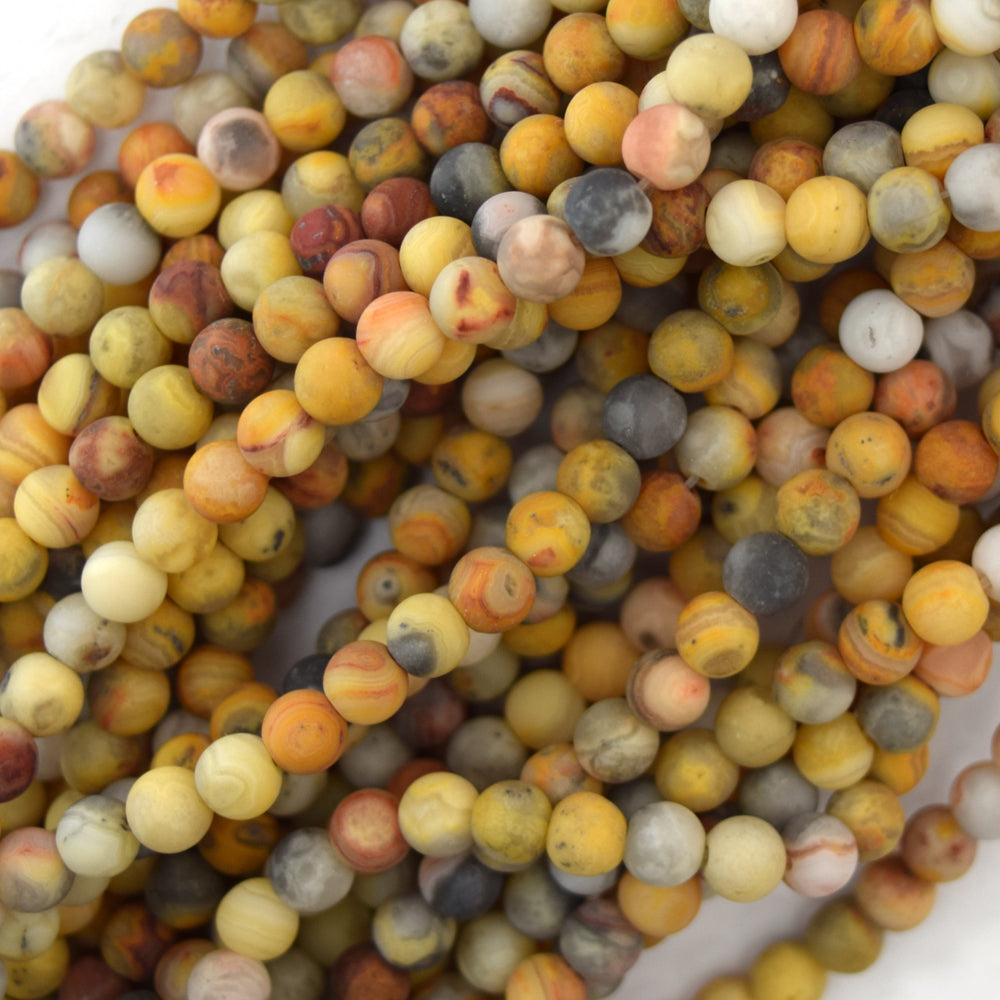 4mm matte natural crazy lace agate round beads 15.5" strand