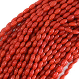 6mm red coral rice beads 16