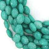 18mm green jade flat oval beads 16