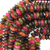 Faceted Watermelon Tourmaline Quartz Rondelle Beads 15