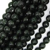 8mm faceted Canada green jade round beads 15.5
