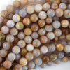 Natural Brown Cream Crazy Lace Agate Round Beads 15.5