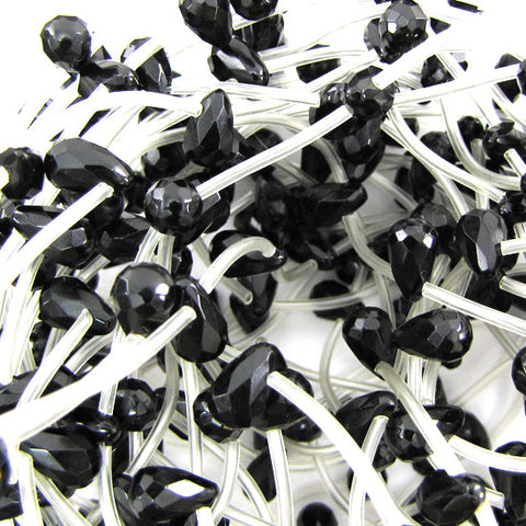Matte Black Onyx Rondelle Button Beads Gemstone 15.5" Strand 4mm 6mm 8mm