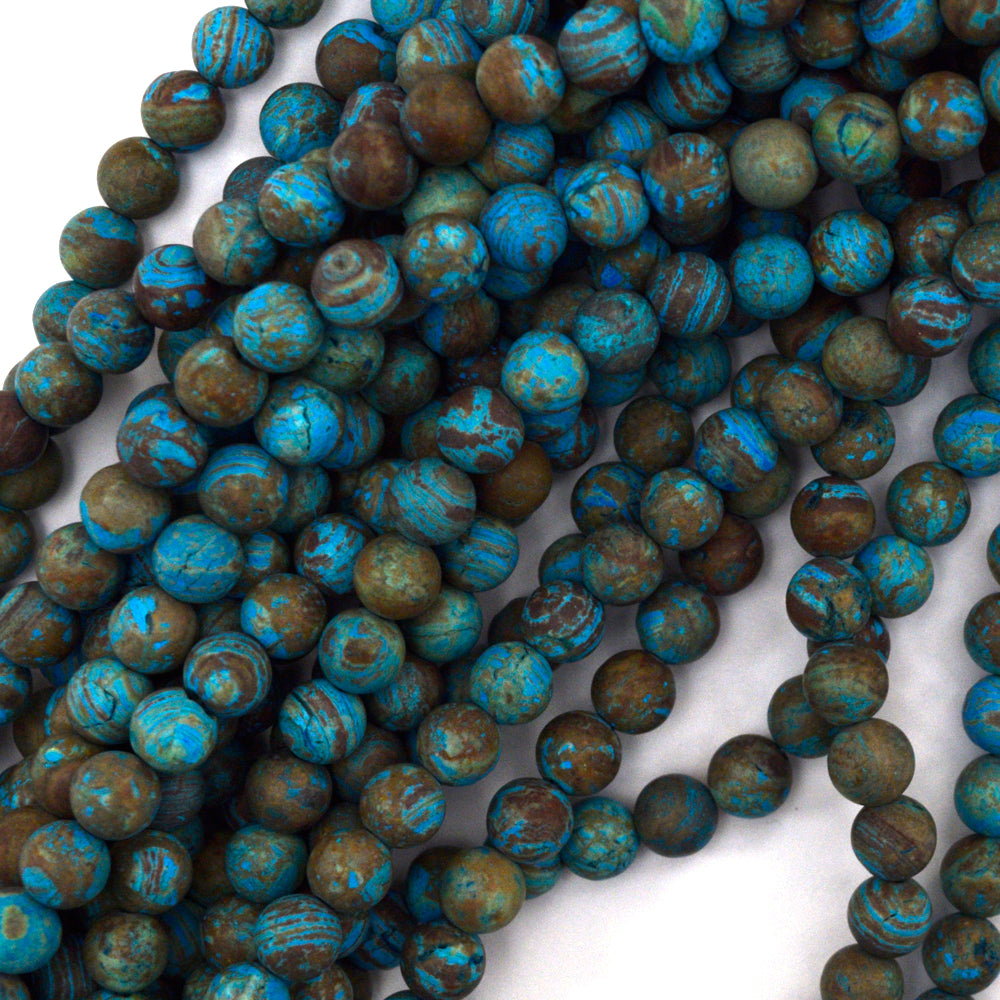 Matte Brown Blue Turquoise Round Beads 15.5" Strand Frost 4mm 6mm 8mm 10mm 12mm