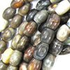 14mm grey brown agate barrel beads 12