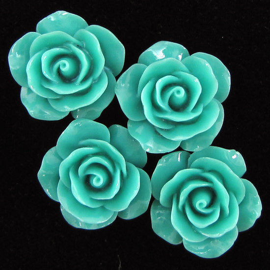 20mm synthetic coral carved rose flower beads 15" strand 20 pcs green S1