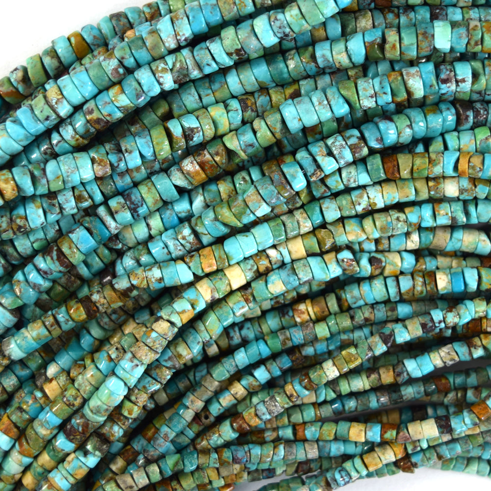 Natural Brown Green Blue Turquoise Heishi Disc Beads 15.5" Strand 3mm 4mm 5mm