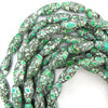 25mm green mosaic flower turquoise barrel beads 16