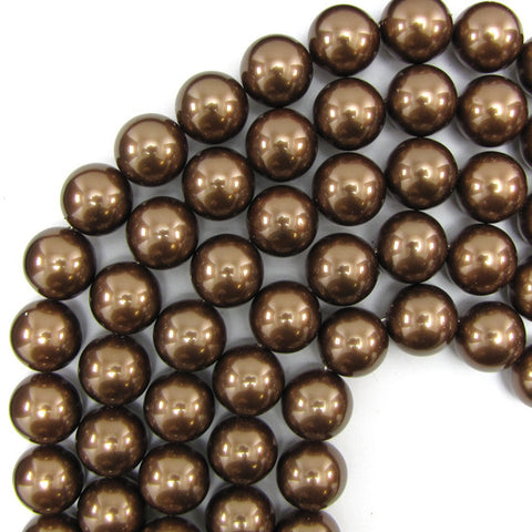 12mm pink shell pearl round beads 15" strand