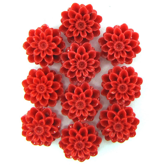 12mm synthetic red coral carved chrysanthemum flower pendant bead 10pcs