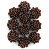12mm synthetic brown coral carved chrysanthemum flower pendant bead 10pcs