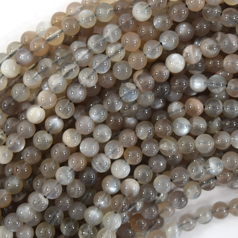 Natural Gray Moonstone Round Beads Gemstone 15" Strand 6mm 8mm 10mm