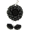30mm synthetic coral carved chrysanthemum flower pendant earring pair black