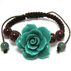 34mm braided adjustable synthetic coral carved rose flower bracelet 7
