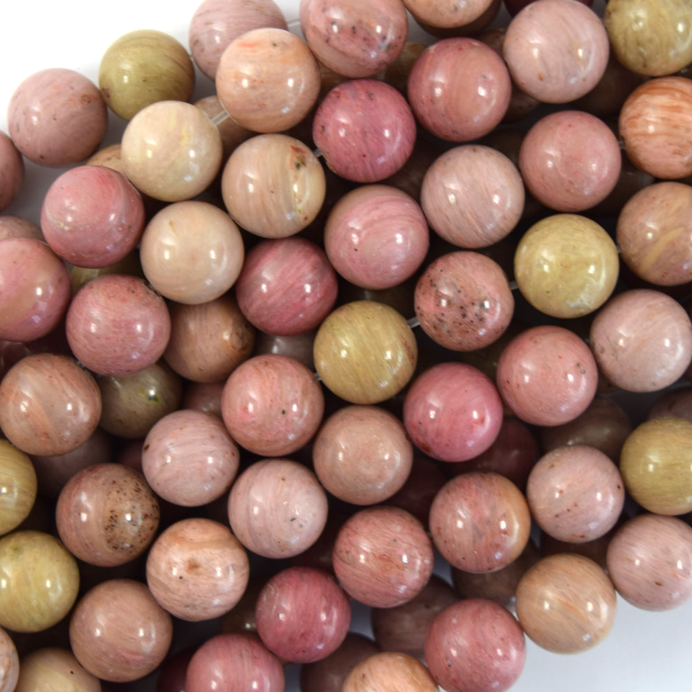 Natural Pink Rhodonite Round Beads Gemstone 15" Strand 4mm 6mm 8mm 10mm 12mm