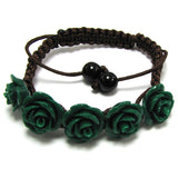 14mm braided adjustable synthetic coral carved rose flower bracelet 7
