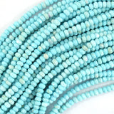 Faceted Cream Blue Turquoise Rondelle Button beads 15.5