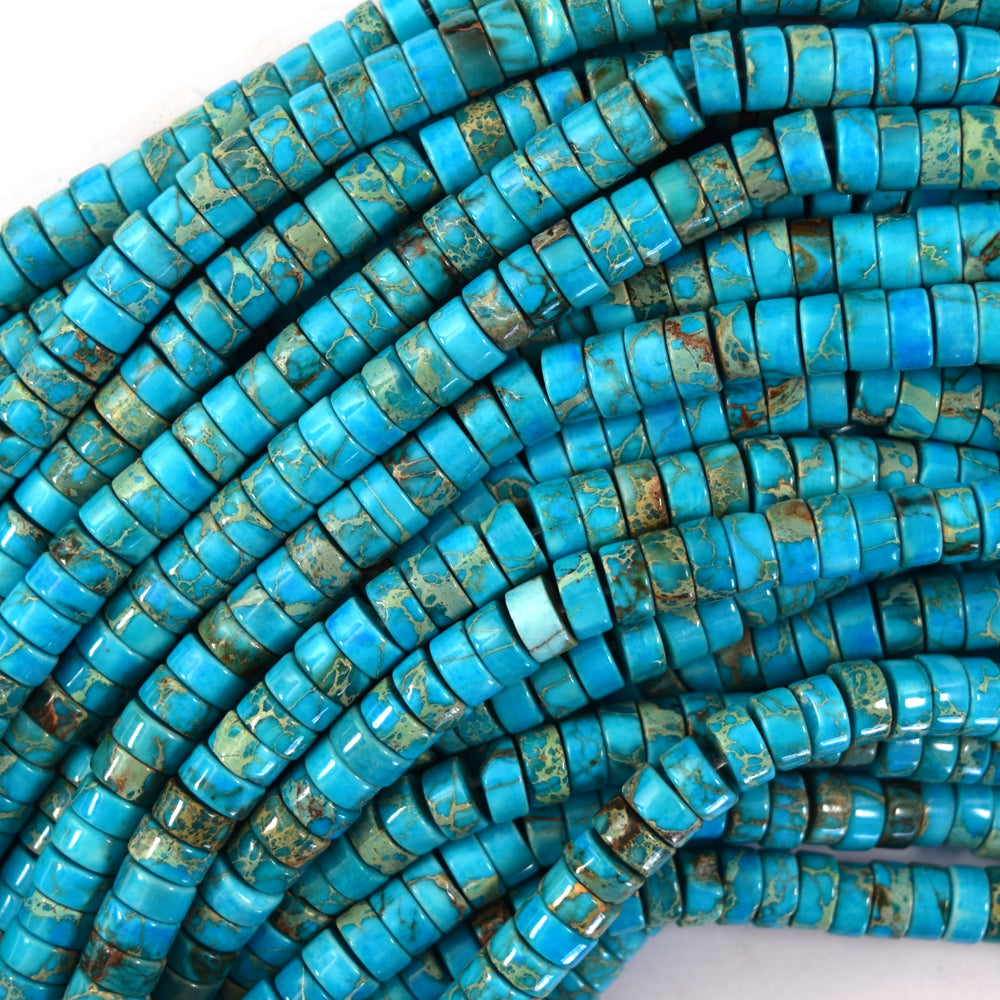 3x6mm Sea Sediment Jasper Heishi Disc Beads 15.5" Strand Blue Magenta Green