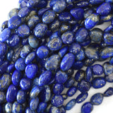 6mm - 8mm natural blue lapis lazuli pebble nugget beads 15.5