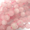 Natural Faceted Pink Rose Quartz Round Beads 15