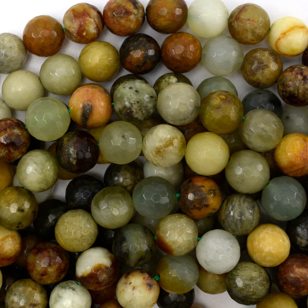 Faceted Flower Jade Round Beads Gemstone 15.5" Strand 4mm 6mm 8mm 10mm 12mm
