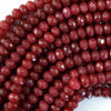Faceted Ruby Red Jade Rondelle Button Beads 15