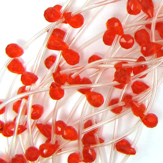 9mm faceted red quartz teardrop beads 15" strand