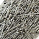 3mm faceted white moonstone round beads 15.5