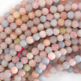 6mm matte morganite round beads 15.5