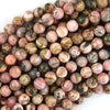Natural Brown Pink Rhodochrosite Round Beads Gemstone 15