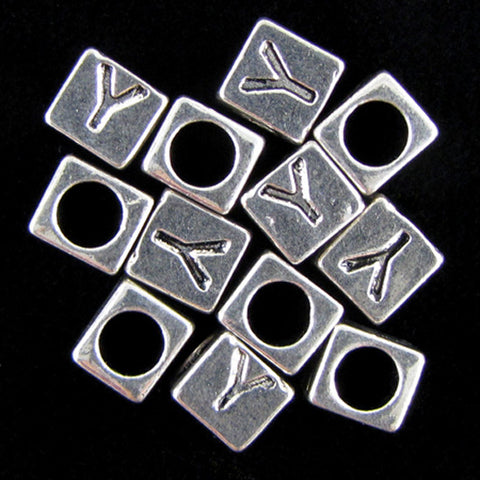20 7mm pewter alphabet cube bead letter "C" findings