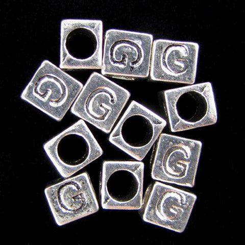 20 7mm pewter alphabet cube bead letter "X" findings