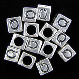 20 7mm pewter alphabet cube bead letter 