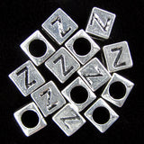 20 7mm pewter alphabet cube bead letter 