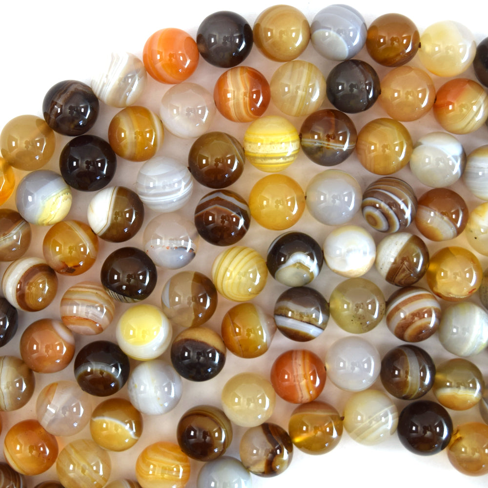 Natural Botswana Agate Round Beads 15.5" Strand 6mm 8mm 10mm 12mm S2