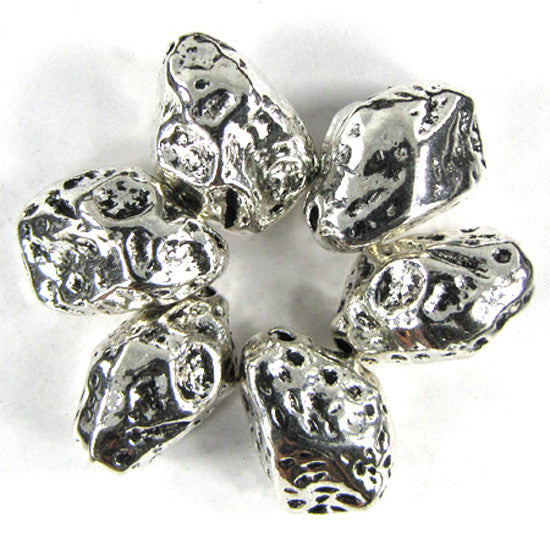 6 17mm silver plated pewter freeform nugget beads findings