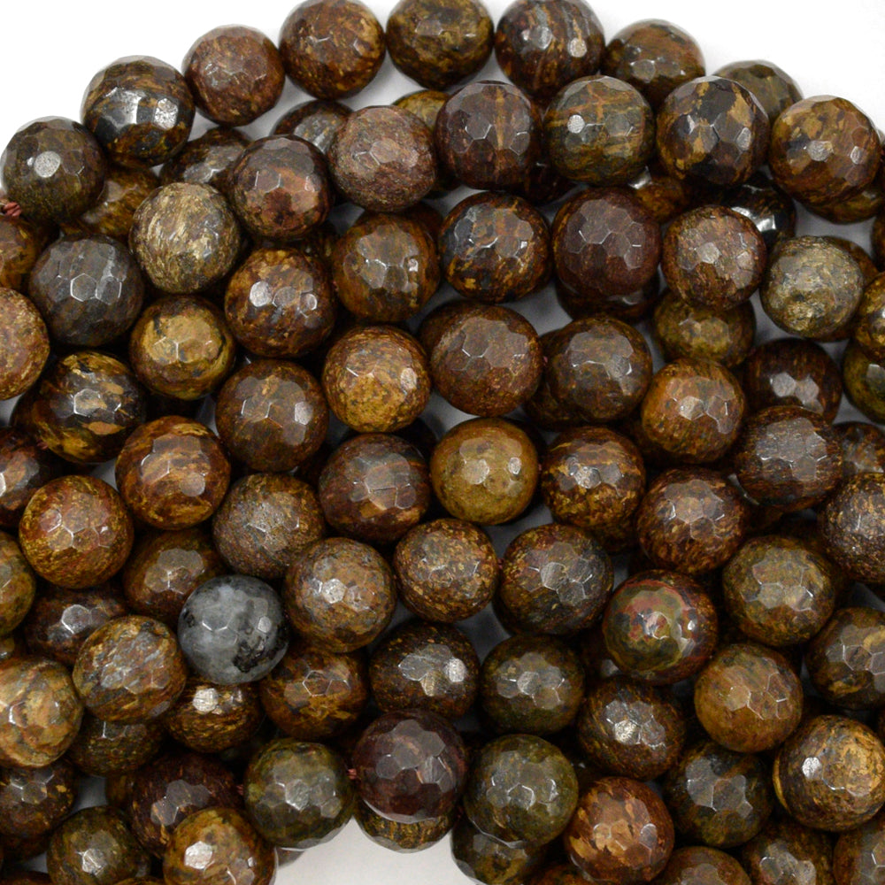 Natural Faceted Bronzite Round Beads Gemstone 15" Strand 6mm 8mm 10mm