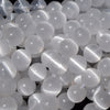 AA Natural Genuine White Selenite Round Beads 15.5